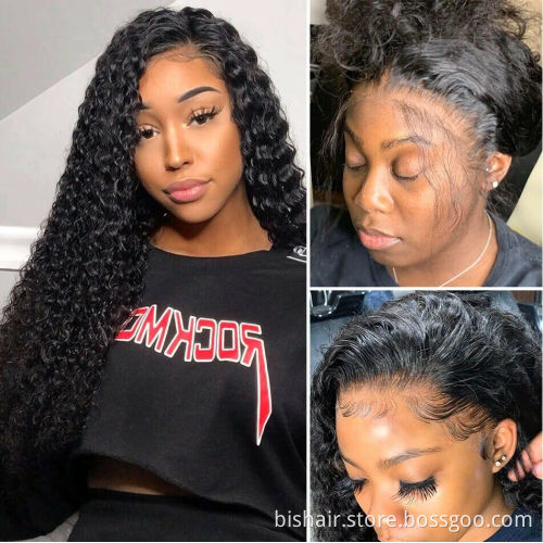 Natural Color Long Swiss Lace Kinky Curly Wig For Black Women 100%Raw wigs human hair lace front Brazilian 13*4 lace front wig